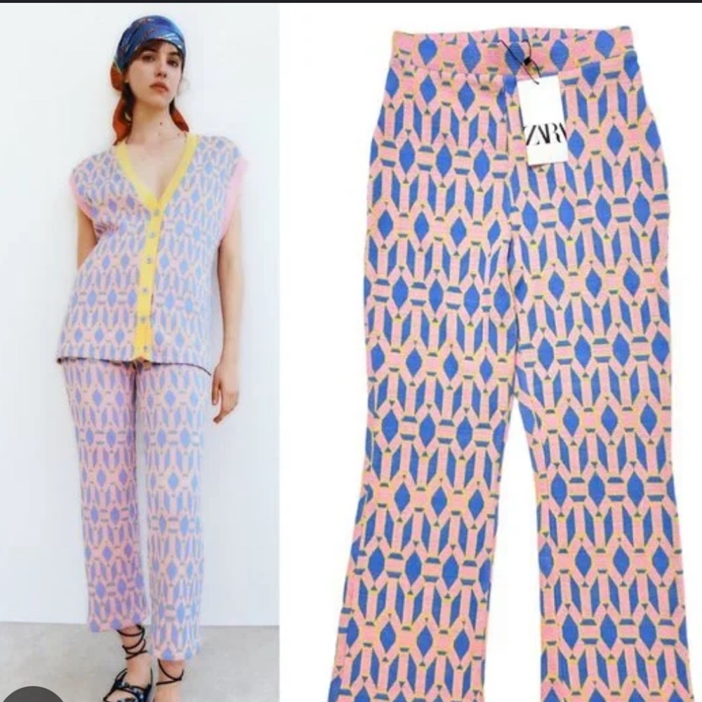 Zara Knit Jacquard Pants